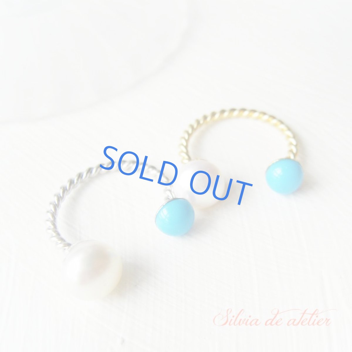 画像3: スリーピングビューティー　ターコイズ＆淡水パール　ゴールドメッキ　リング　フリーサイズ（11号） (3)