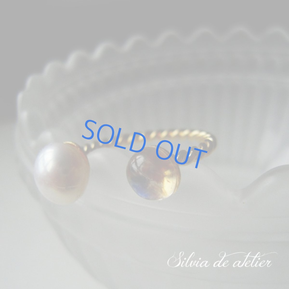 画像4: ロイヤル　ムーンストーン＆淡水パール　ゴールドメッキ　リング　フリーサイズ（11号） (4)