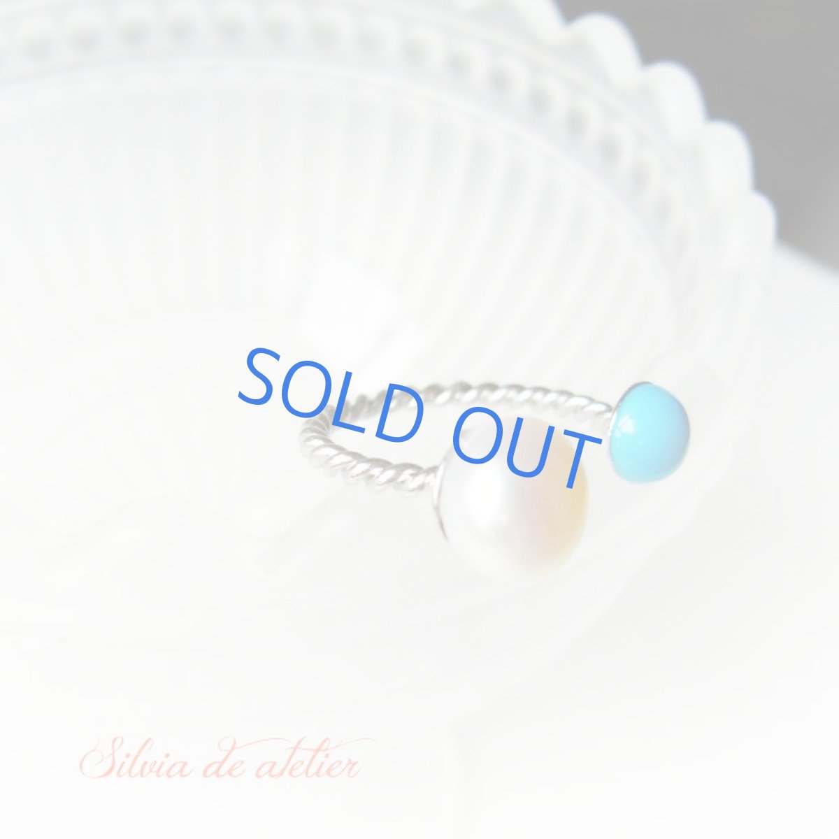 画像2: スリーピングビューティー　ターコイズ＆淡水パール　ロジウムメッキシルバー　リング　フリーサイズ（11号） (2)