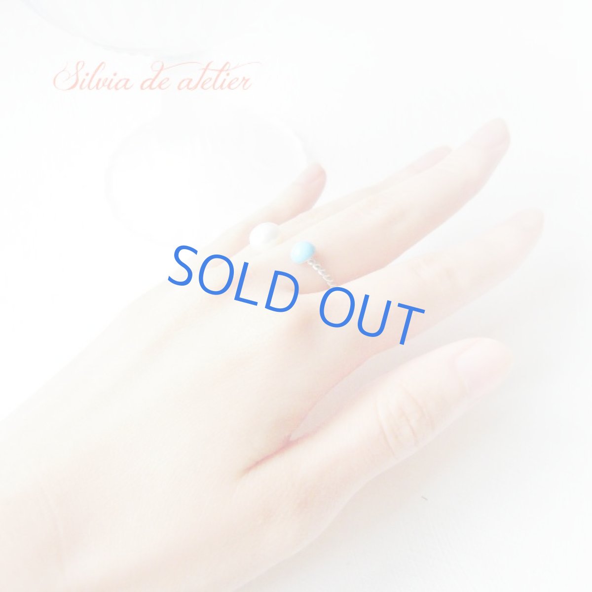 画像4: スリーピングビューティー　ターコイズ＆淡水パール　ロジウムメッキシルバー　リング　フリーサイズ（11号） (4)