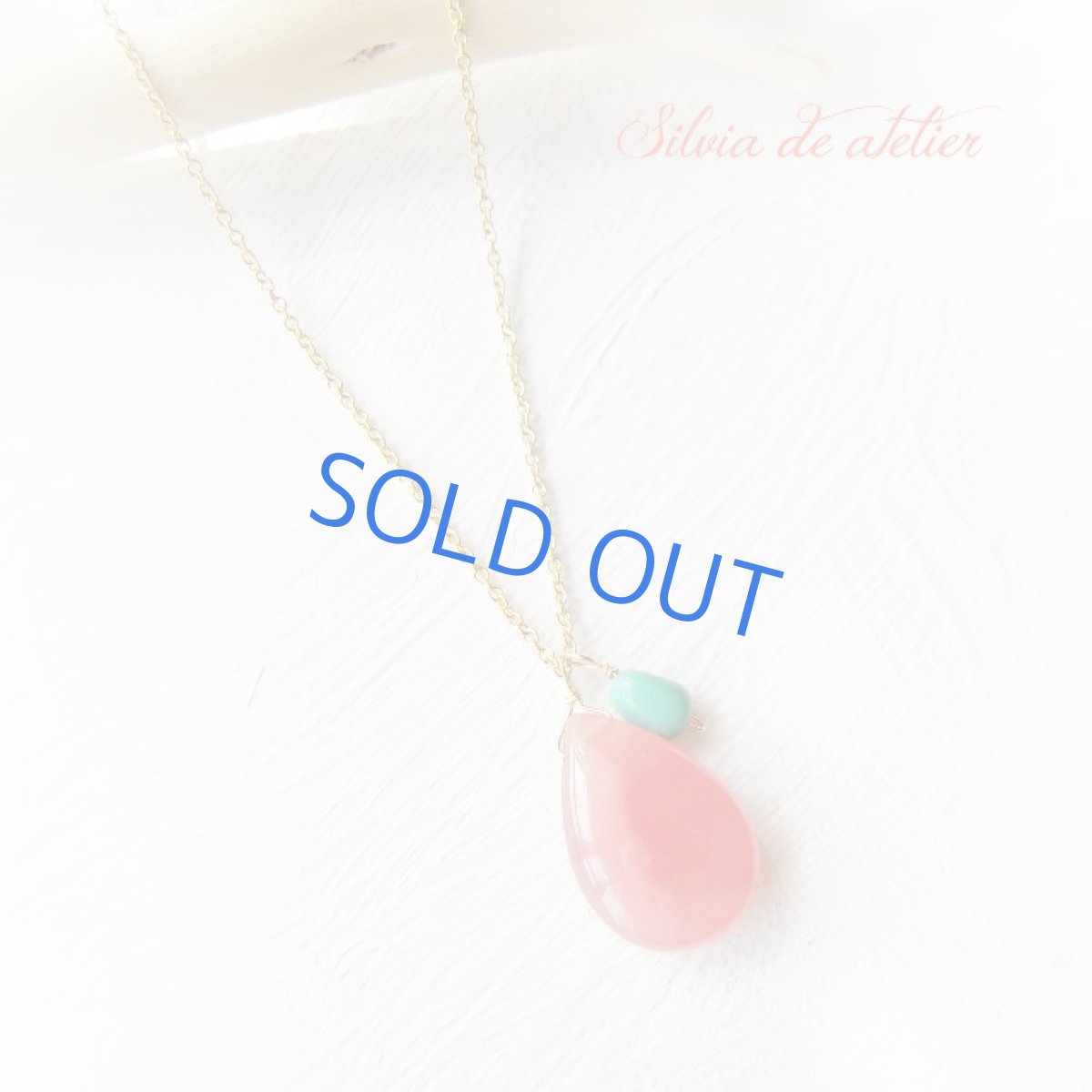 画像2: 希少♪AAAランク　Lサイズ　インカローズ　プレーン　ペアシェイプ　ドロップ　＆　ターコイズタンブル　14kgfネックレス　約45cm＋アジャスター (2)