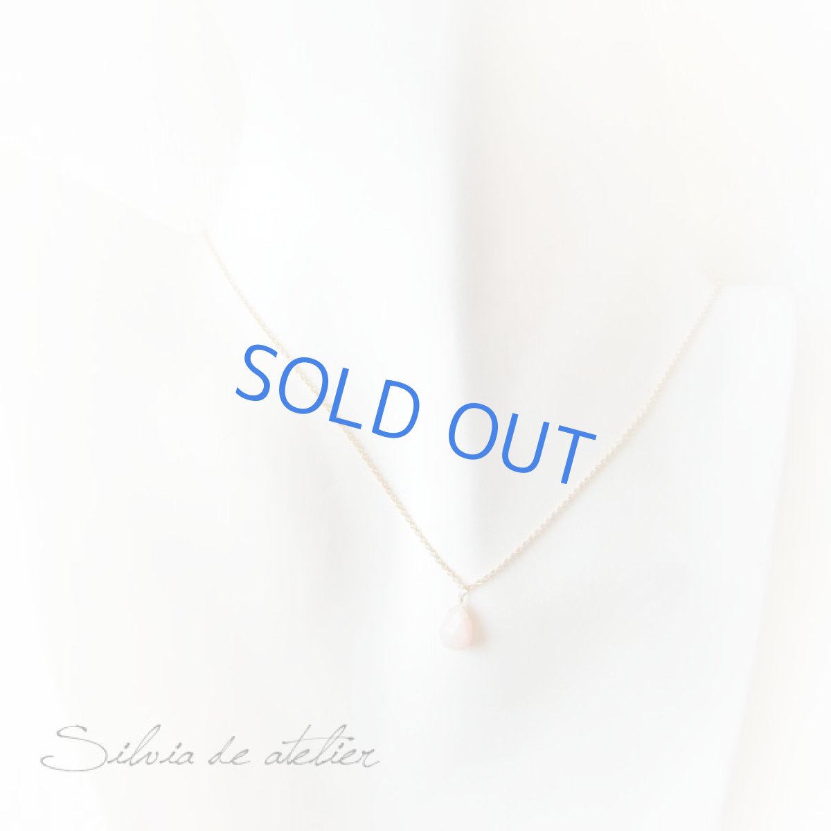 画像2: サクラピンクカラー　ピンクオパール　ペアシェイプ　一粒　14kgfネックレス (2)