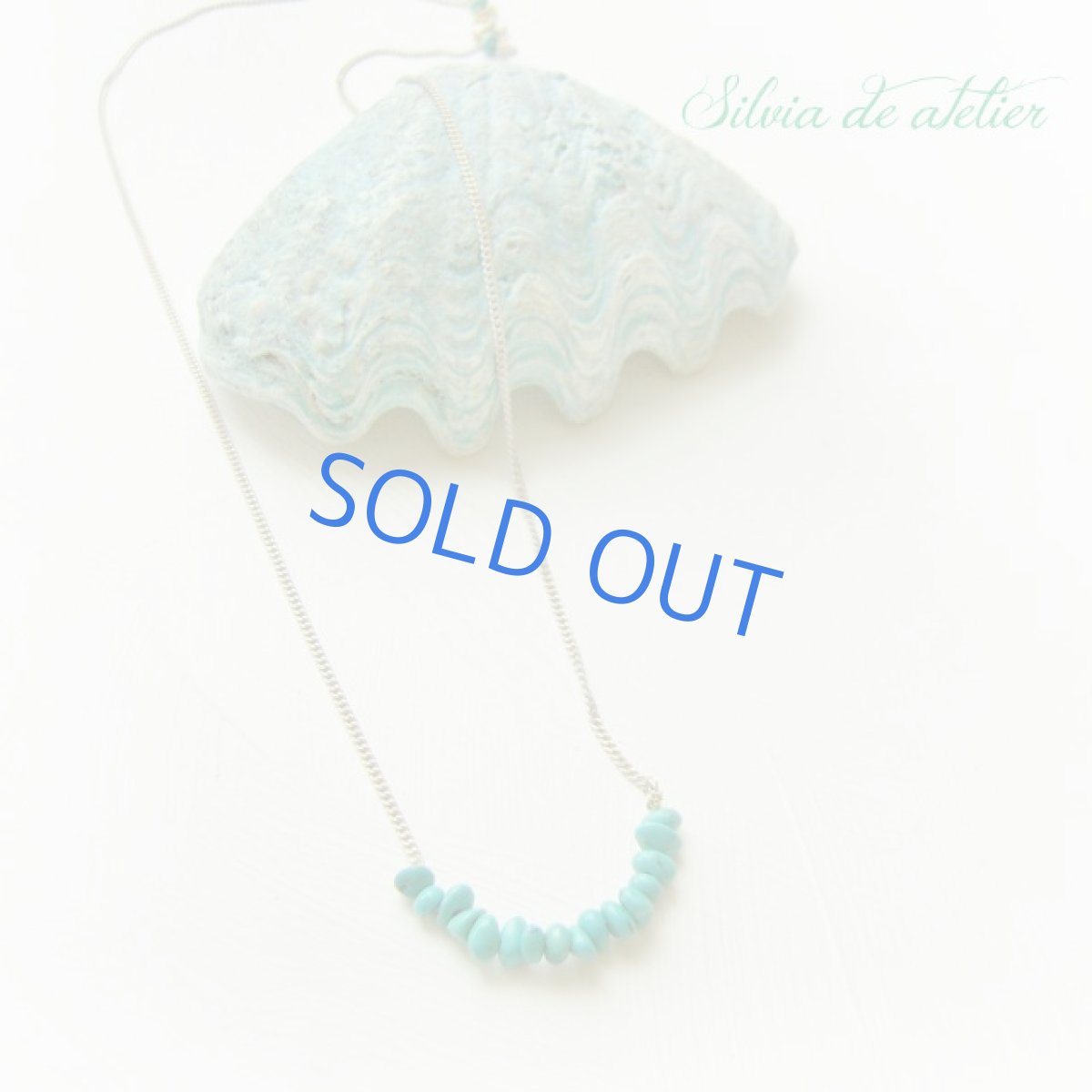 画像3: 天然　グリーンターコイズ　タンブル　ホワイトゴールド　チェーン　ネックレス (3)