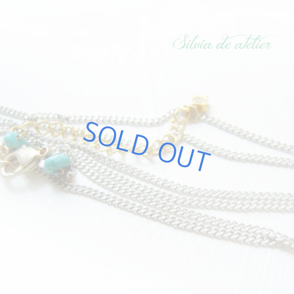 画像2: 天然　グリーンターコイズ　タンブル　ホワイトゴールド　チェーン　ネックレス (2)