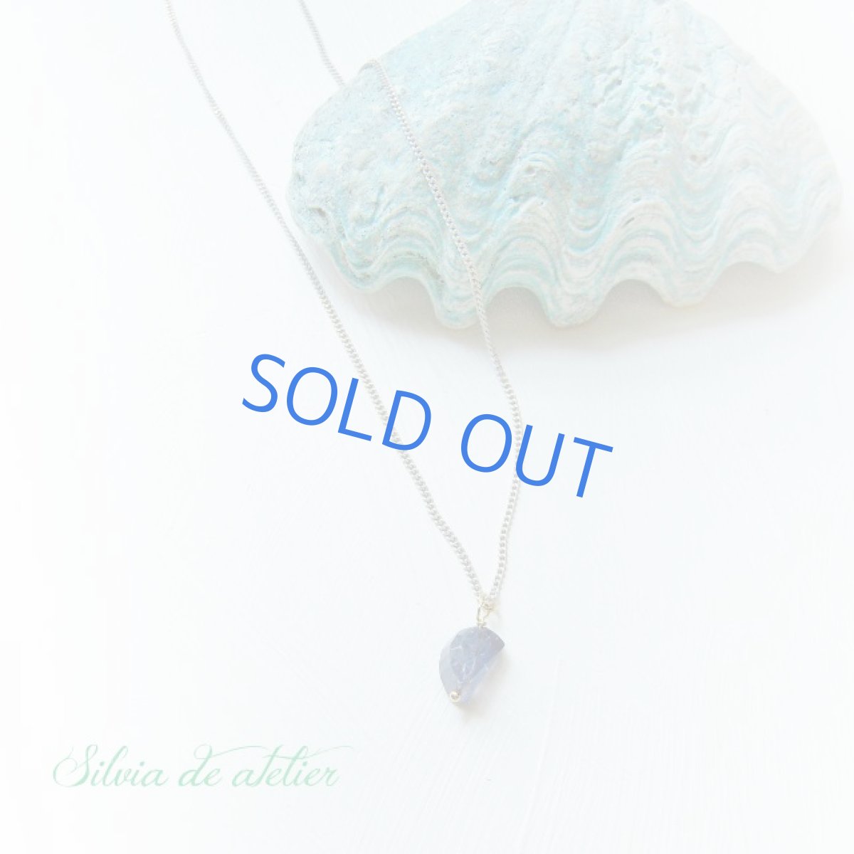 画像5: アイオライト　タンブルカット　ホワイトゴールド　チェーン　ネックレス (5)