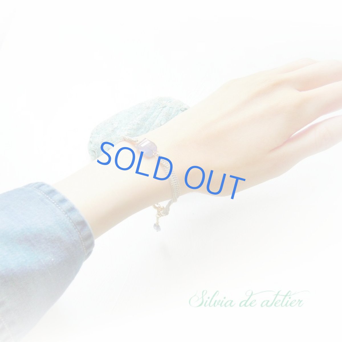 画像4: アイオライト　タンブルカット　ホワイトゴールド　多連チェーン　ブレスレット (4)