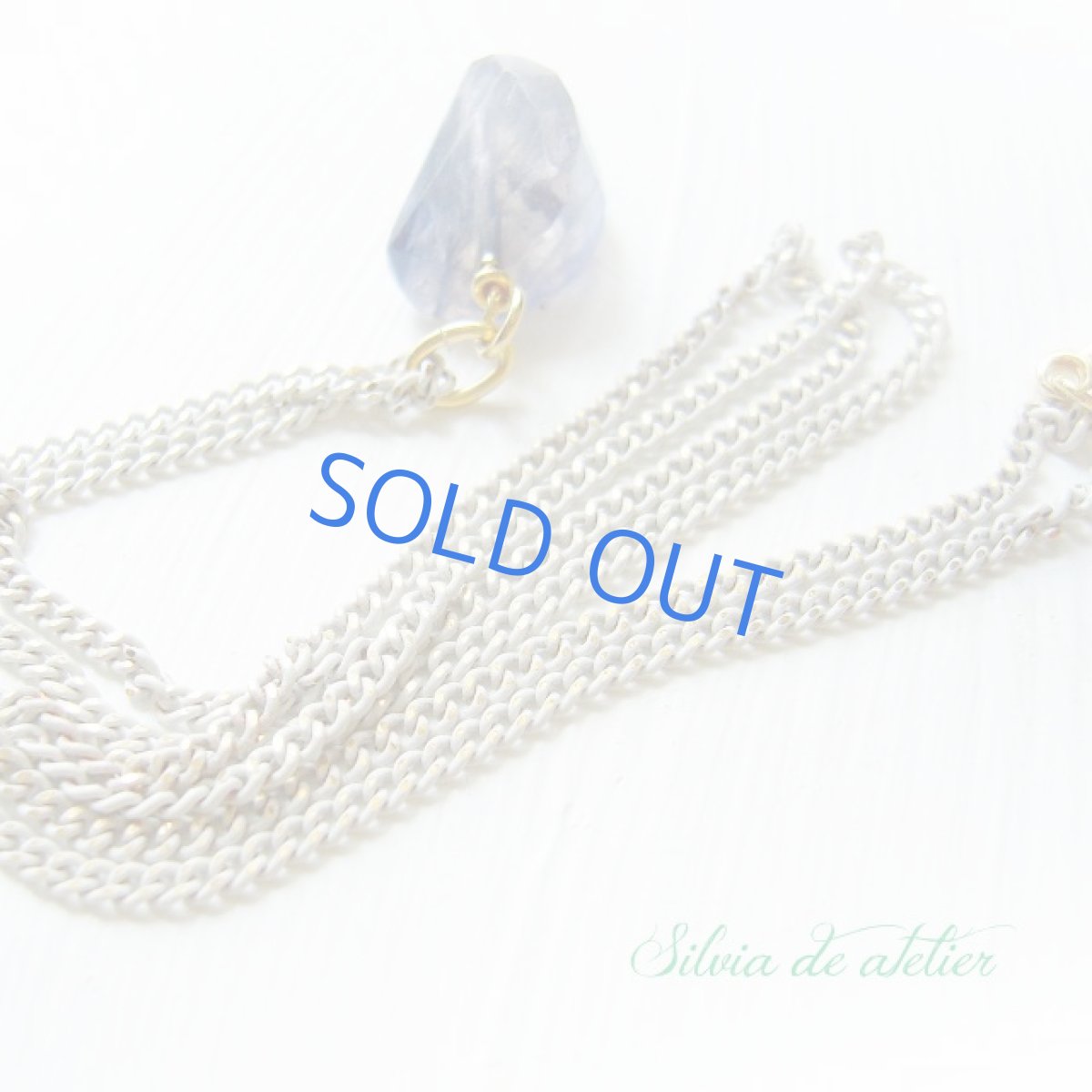 画像3: アイオライト　タンブルカット　ホワイトゴールド　チェーン　ネックレス (3)