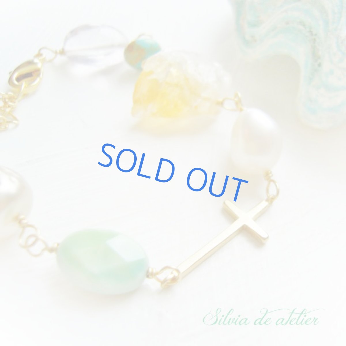 画像2: シトリンラフロックタンブル＆　天然グリーンカルセドニー　デザイン　ブレスレット (2)