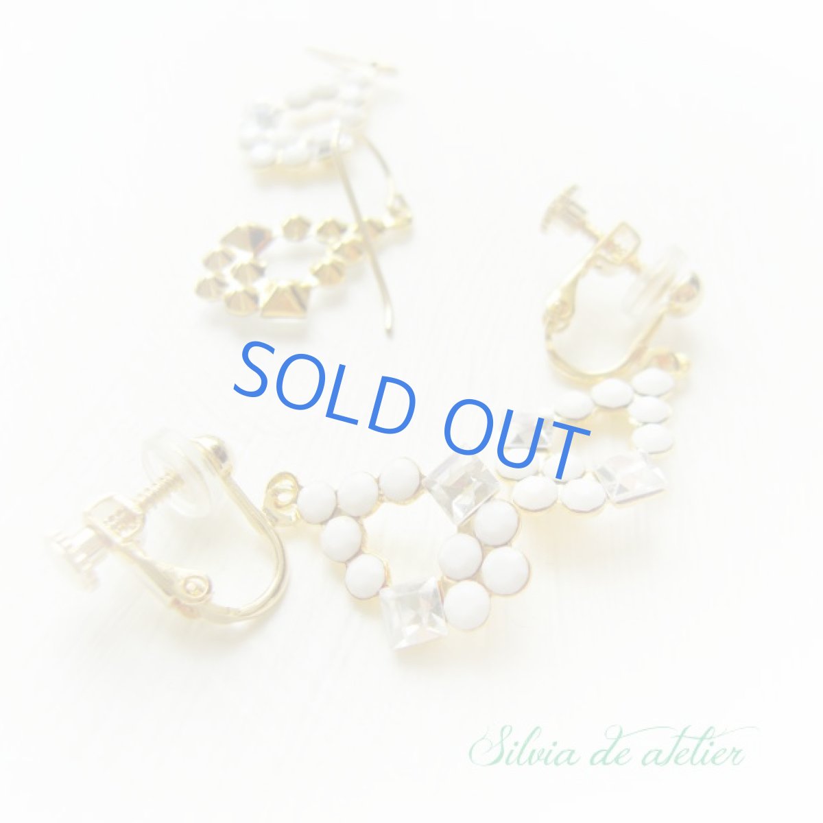 画像3: ホワイトグラス　デザインパーツ　14kgfピアス　or　イヤリング (3)