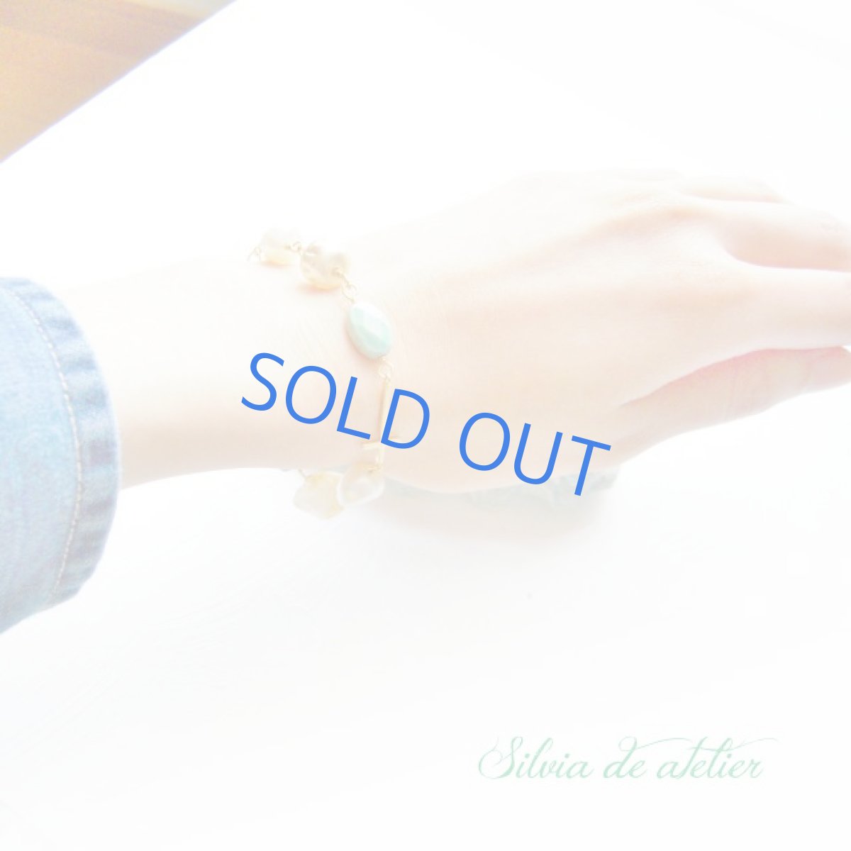 画像4: シトリンラフロックタンブル＆　天然グリーンカルセドニー　デザイン　ブレスレット (4)