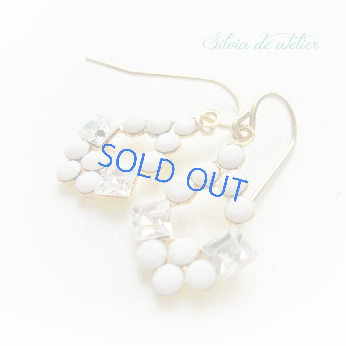 画像2: ホワイトグラス　デザインパーツ　14kgfピアス　or　イヤリング (2)