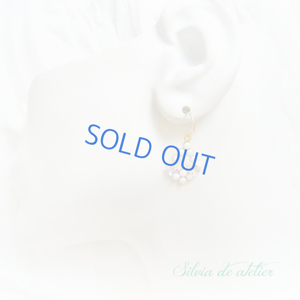 画像4: ホワイトグラス　デザインパーツ　14kgfピアス　or　イヤリング (4)