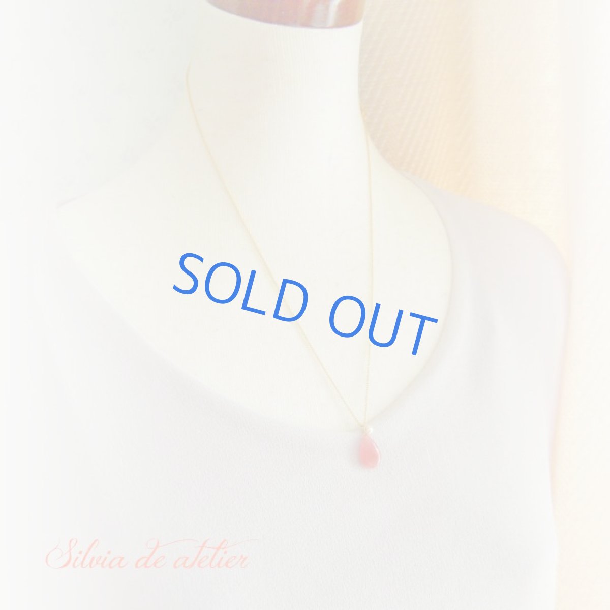 画像5: AAAランク　Mサイズ　インカローズ　プレーン　ペアシェイプ　ドロップ　＆　淡水パール　14kgfネックレス　約45cm＋アジャスター (5)