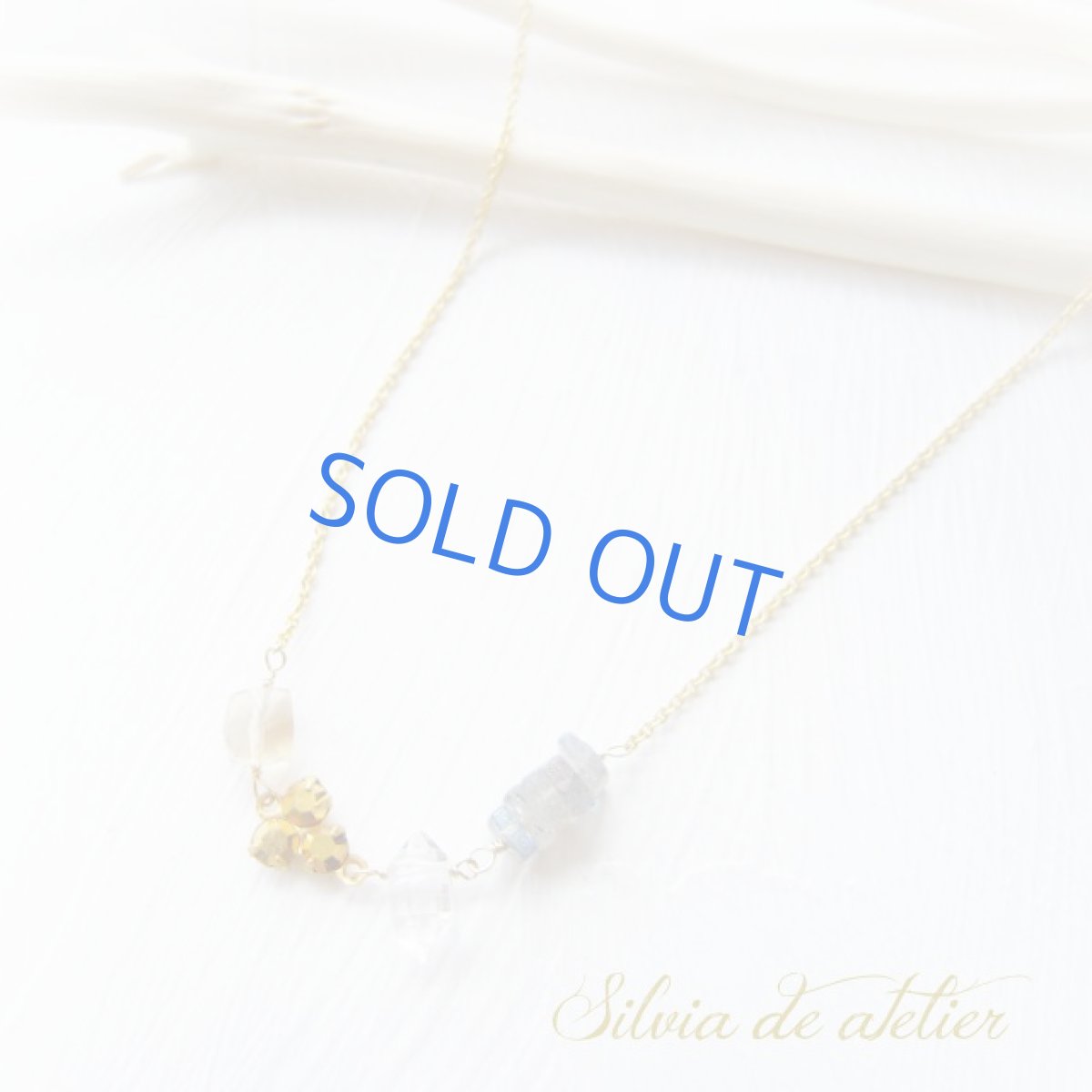 画像3: ラブラドライト＆シャンパンクォーツキューブ　デザイン　14kgfネックレス (3)