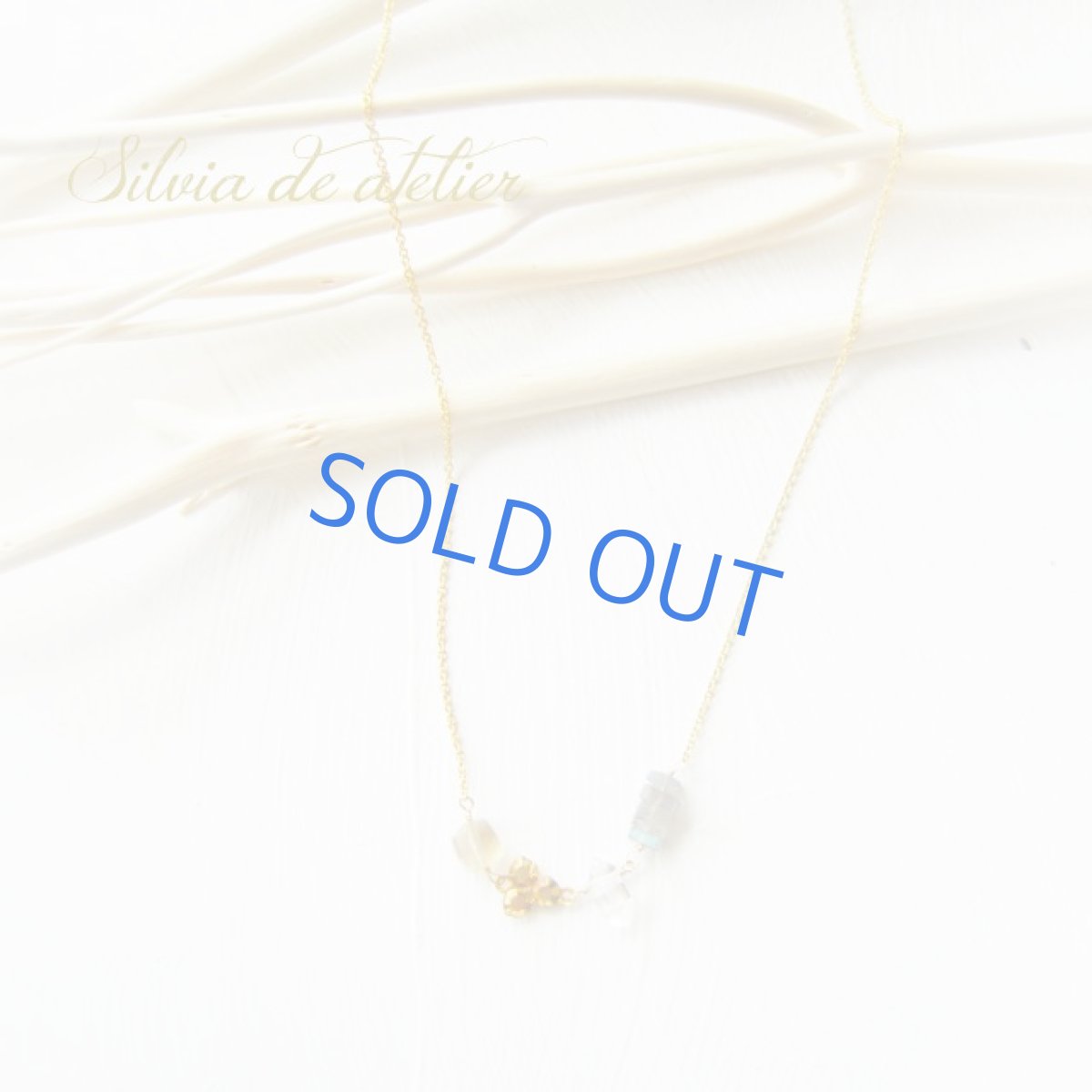 画像2: ラブラドライト＆シャンパンクォーツキューブ　デザイン　14kgfネックレス (2)