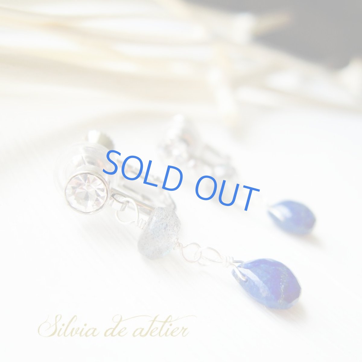 画像2: ラピスラズリマロンドロップ　ラブラドライト　ジルコニア付き　シルバーメッキイヤリング (2)