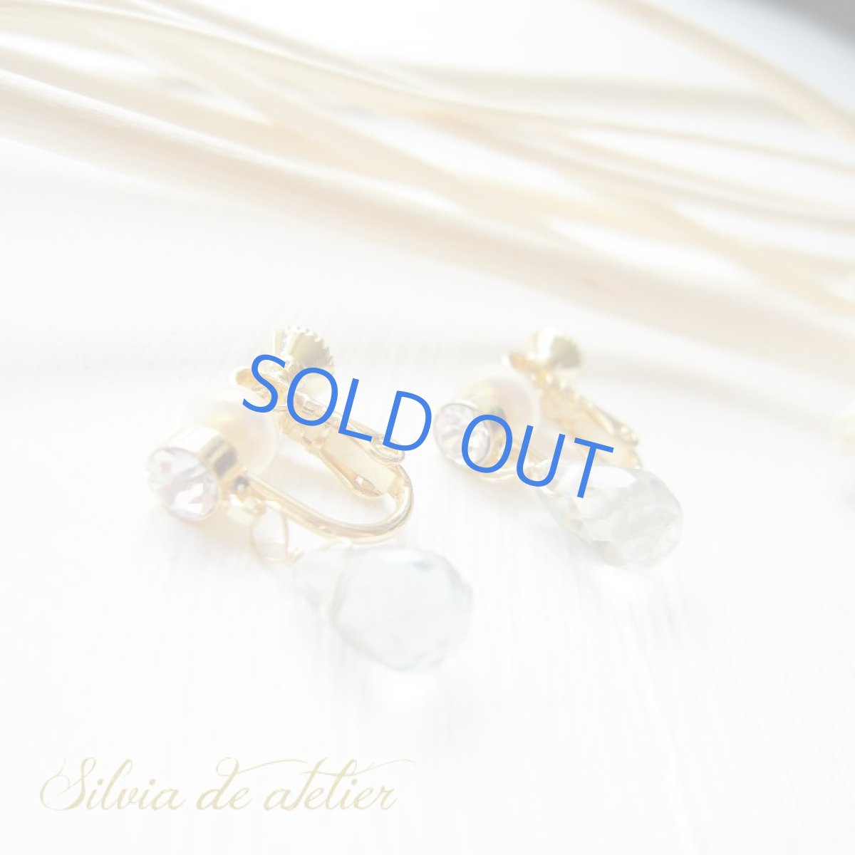 画像3: グリーン　フローライト　ドロップ　ジルコニア付き　ゴールドメッキイヤリング (3)