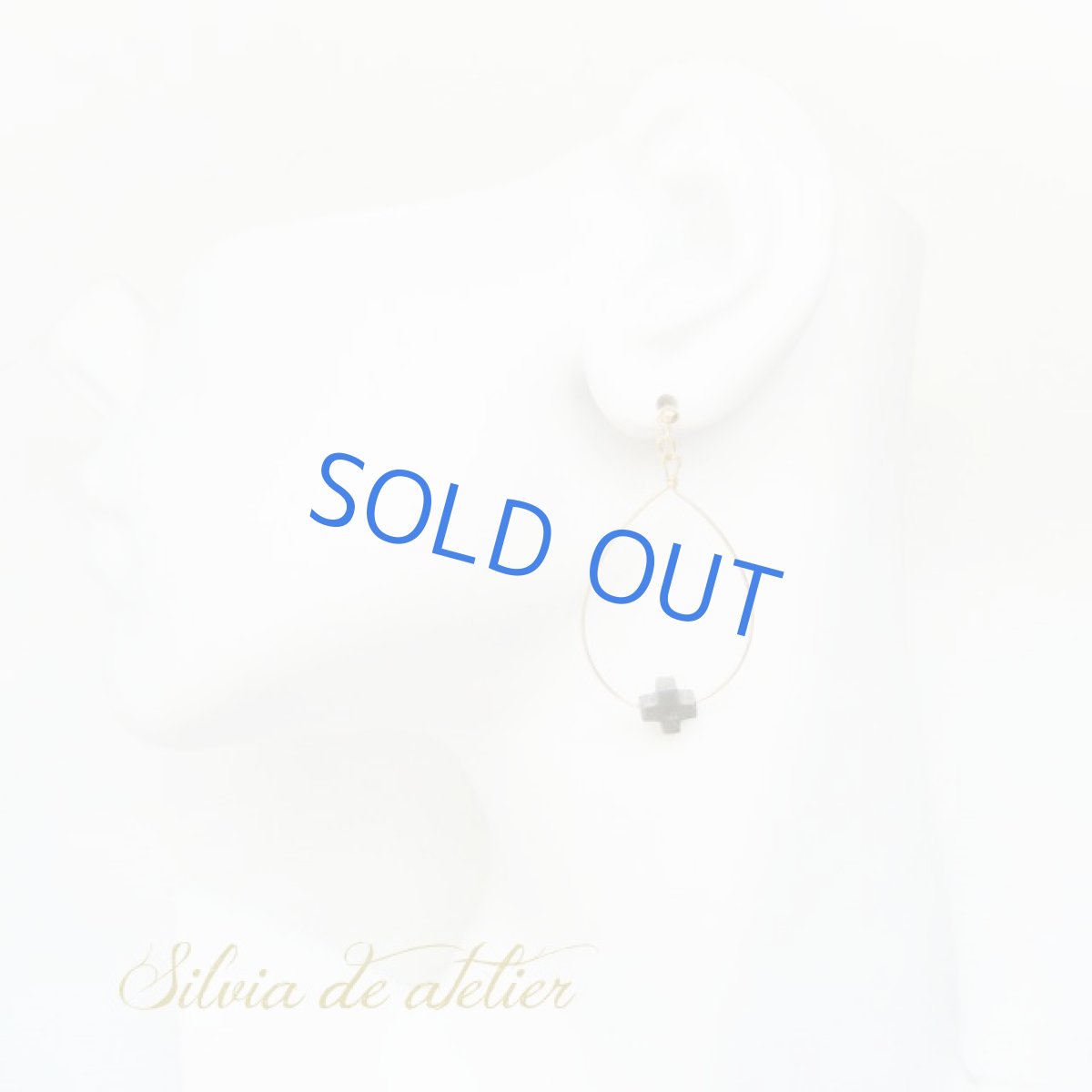 画像3: へマタイトクロス　ティアドロップ　ワイヤー　14kgf　スタッドピアス (3)