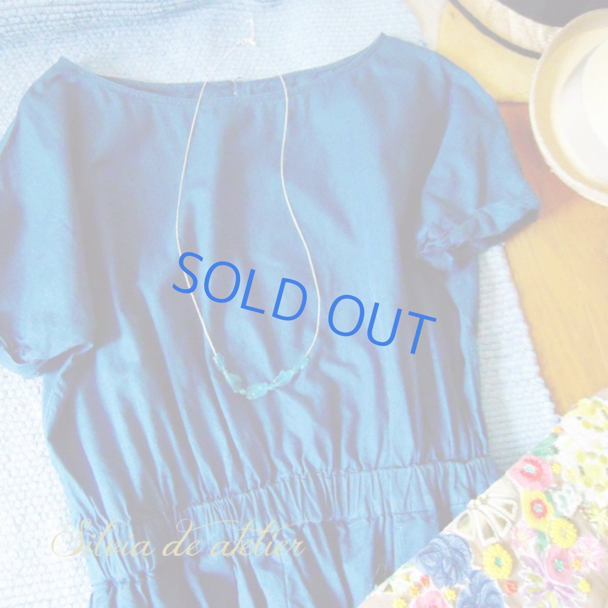 画像4: カレンシルバー950　ブルーアパタイトスライスタンブル　ミディアムネックレス（約79ｃｍ+アジャスター） (4)