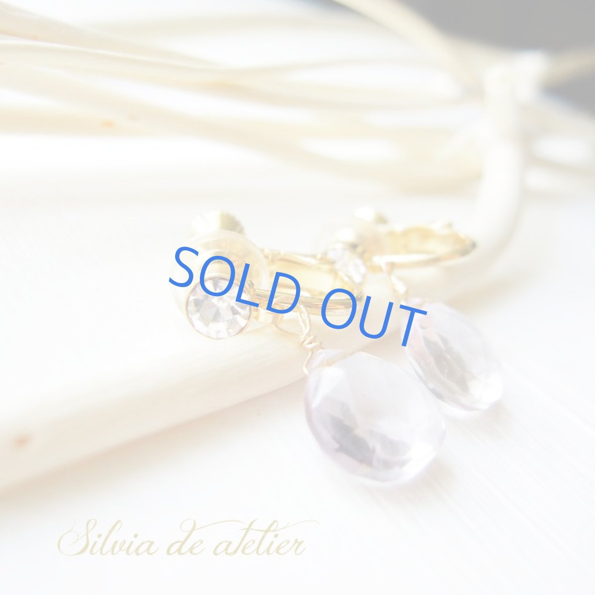 画像2: AAAピンクアメジスト　マロンドロップ　ジルコニア付き　ゴールドメッキイヤリング (2)