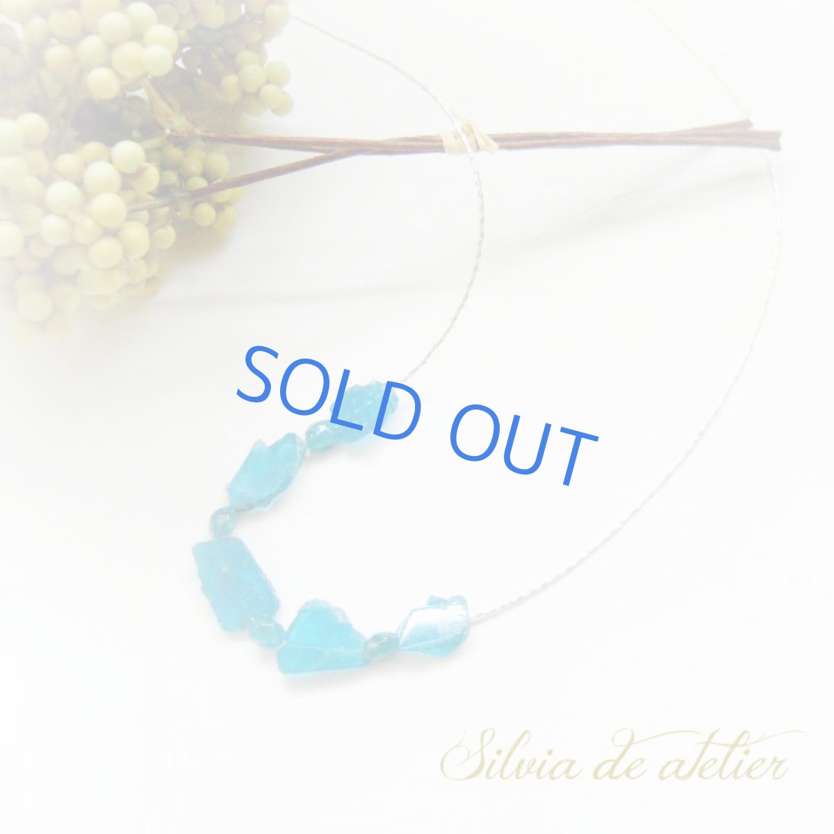 画像2: カレンシルバー950　ブルーアパタイトスライスタンブル　ミディアムネックレス（約79ｃｍ+アジャスター） (2)