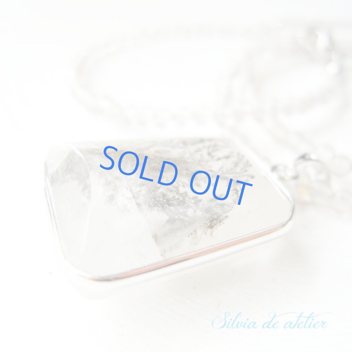 画像2: 希少♪デンドリティッククォーツ　凍える樹　グレーオニキス　スクエア　シルバーペンダント (2)