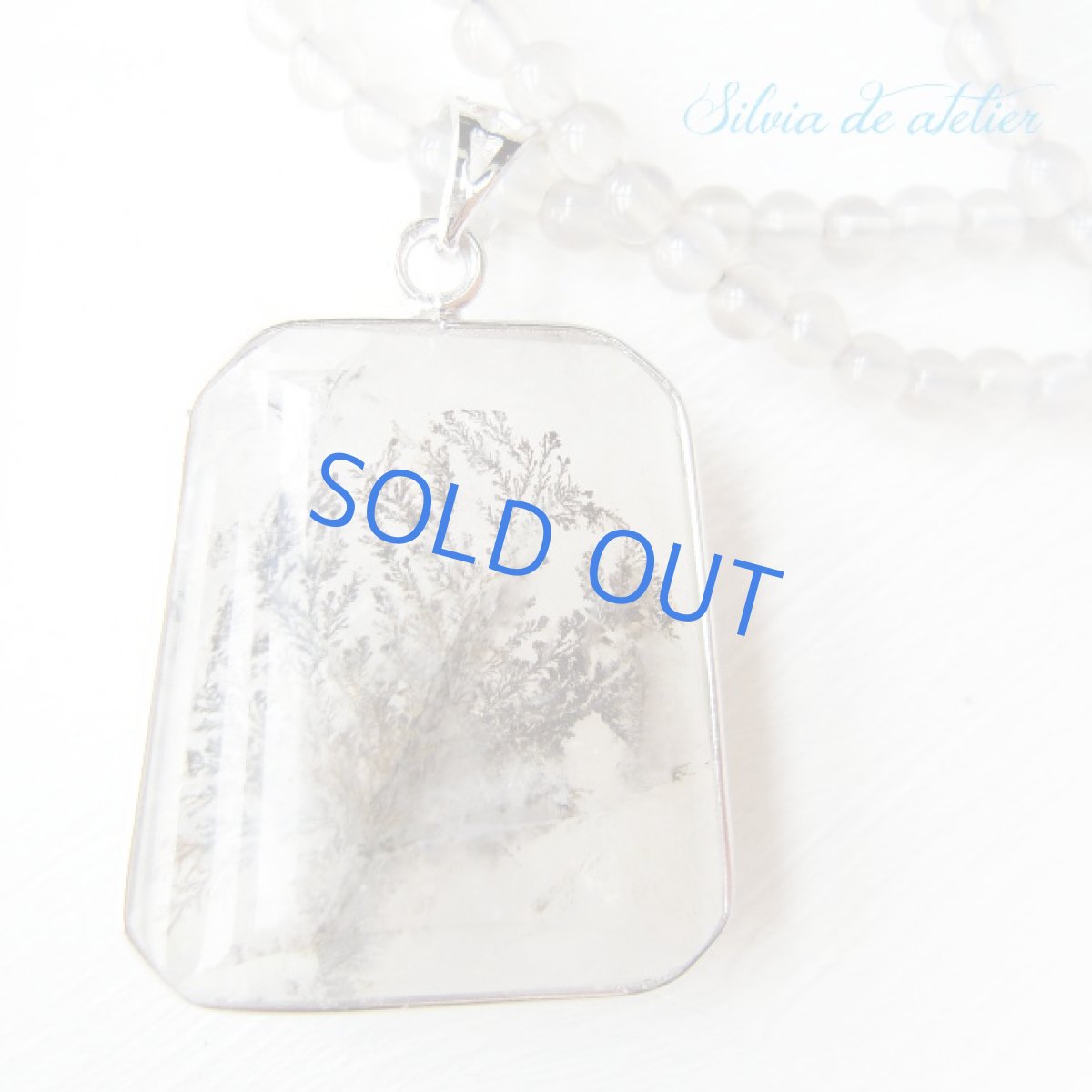 画像4: 希少♪デンドリティッククォーツ　凍える樹　グレーオニキス　スクエア　シルバーペンダント (4)