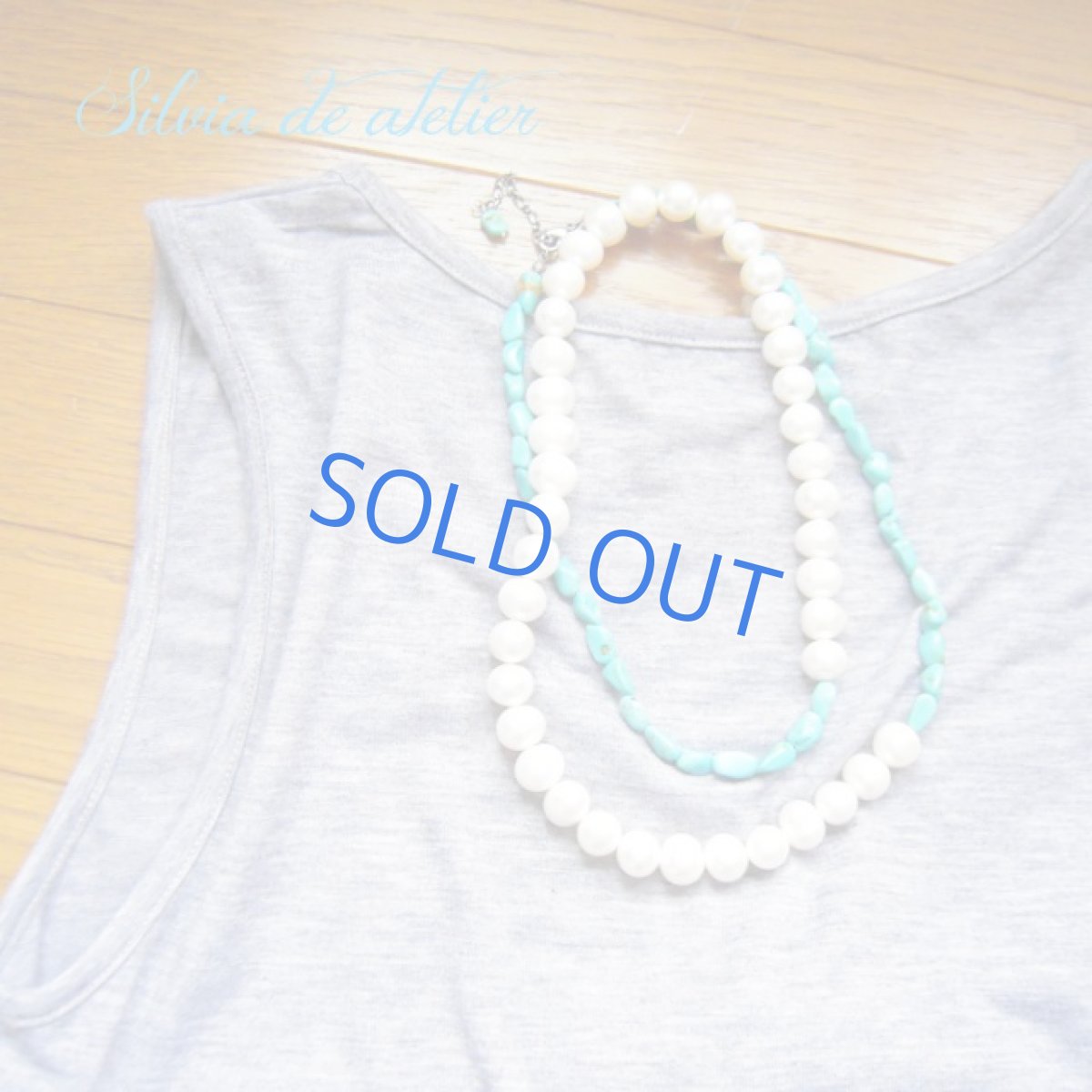 画像3: 淡水パール　＆　天然ブルーターコイズ　バイカラー　ロングネックレス (3)