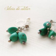画像2: 〜プチクリップ〜　天然ブルーターコイズ　フリンジ　シルバーメッキ製ひ型イヤークリップ (2)