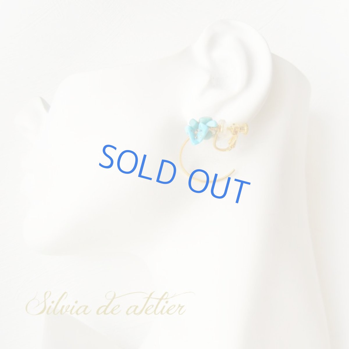 画像3: 天然ブルーターコイズ　ゴールドメッキ　フープ　イヤリング (3)