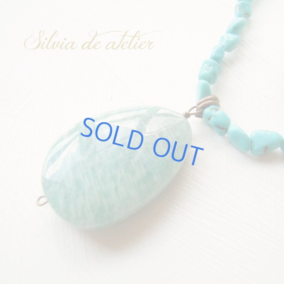 画像2: ２WAY　大粒　アマゾナイト　タンブル　アンティークゴールド　天然ターコイズタンブル　ミディアムネックレス (2)