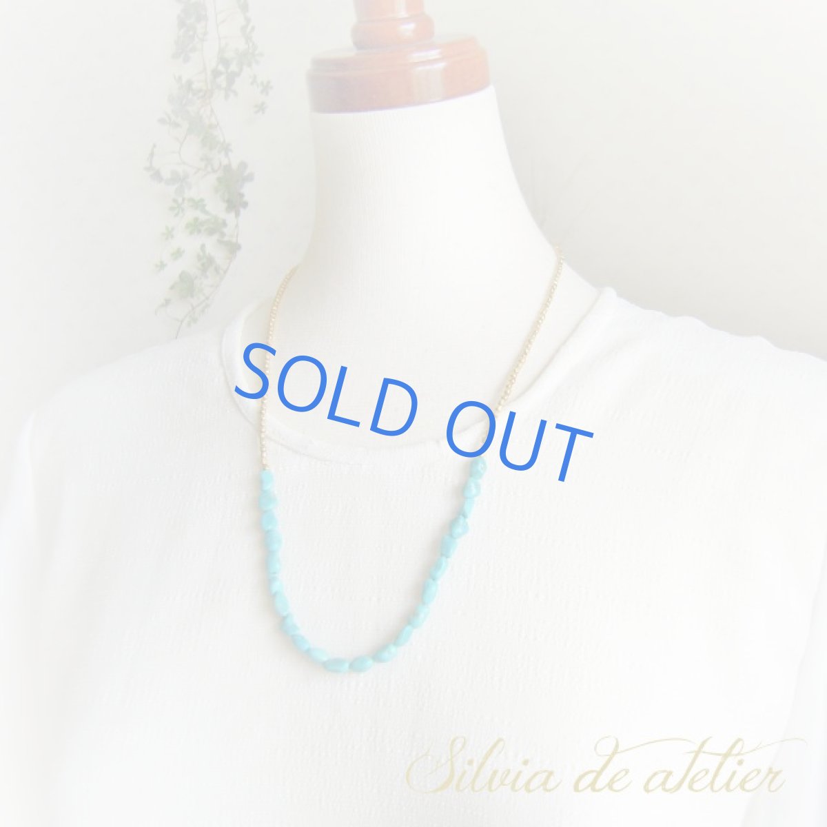 画像5: ２WAY　大粒　アマゾナイト　タンブル　マットゴールド　天然ターコイズタンブル　ミディアムネックレス (5)