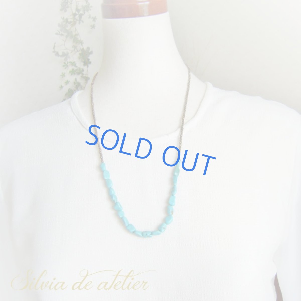 画像4: ２WAY　大粒　アマゾナイト　タンブル　アンティークゴールド　天然ターコイズタンブル　ミディアムネックレス (4)