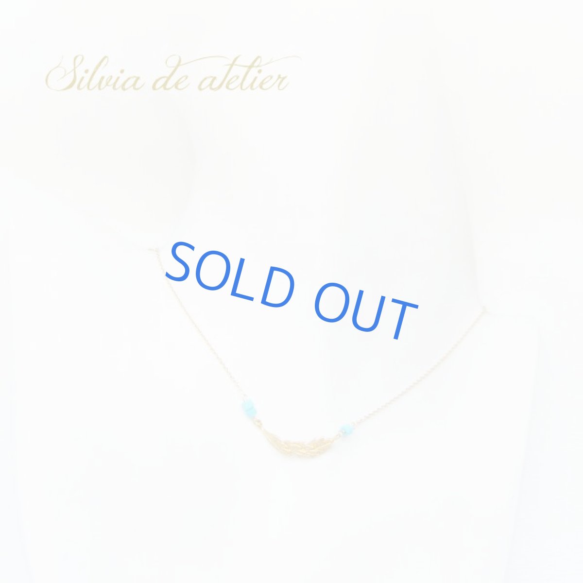 画像2: リーフフェザー真鍮製チャーム　ターコイズ　14kgfネックレス (2)