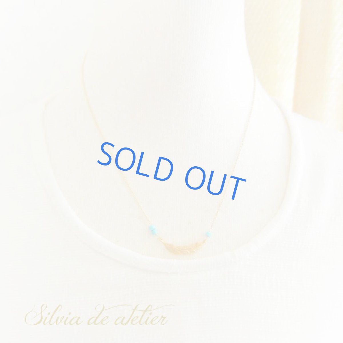 画像3: リーフフェザー真鍮製チャーム　ターコイズ　14kgfネックレス (3)