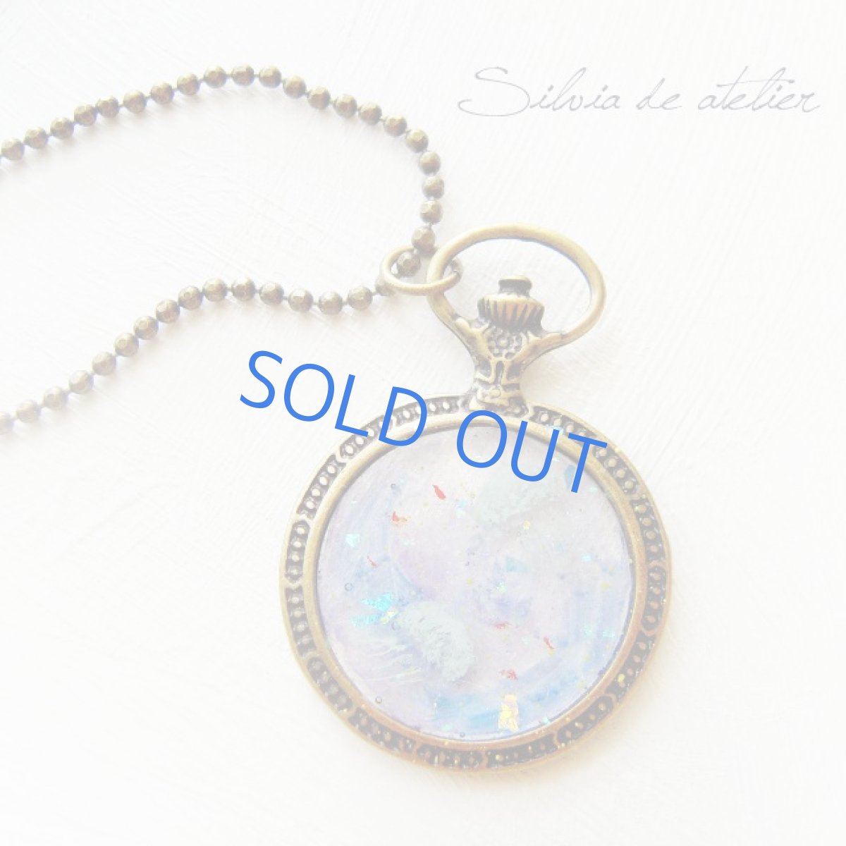 画像3: 【Aquarium　シリーズ】　海月アクアリウムの懐中時計　樹脂カボション　アンティークゴールド　ロングネックレス (3)