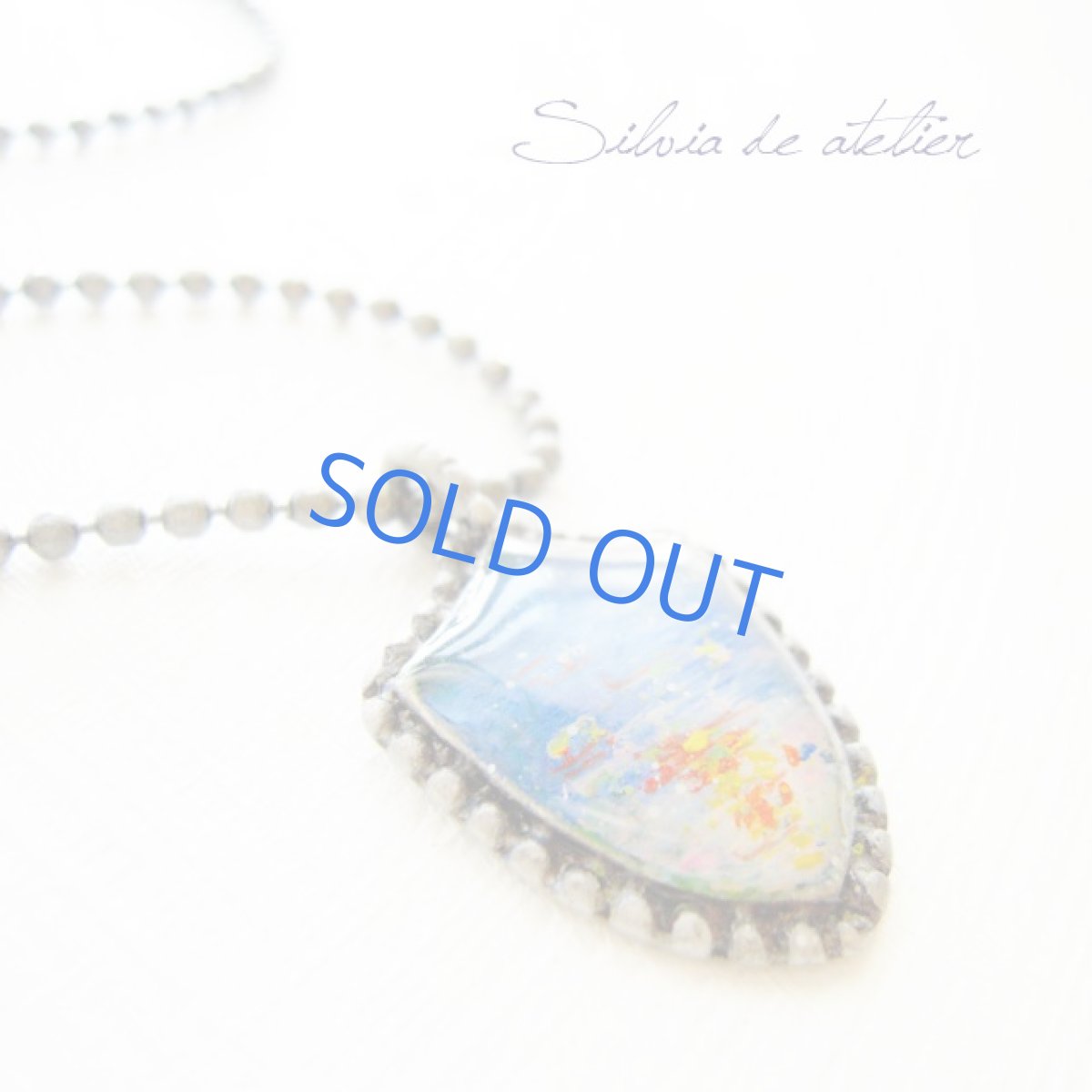 画像2: 【The　Sea　シリーズ】　海に朝陽が昇る　樹脂カボション　アンティークシルバー　ショートネックレス (2)