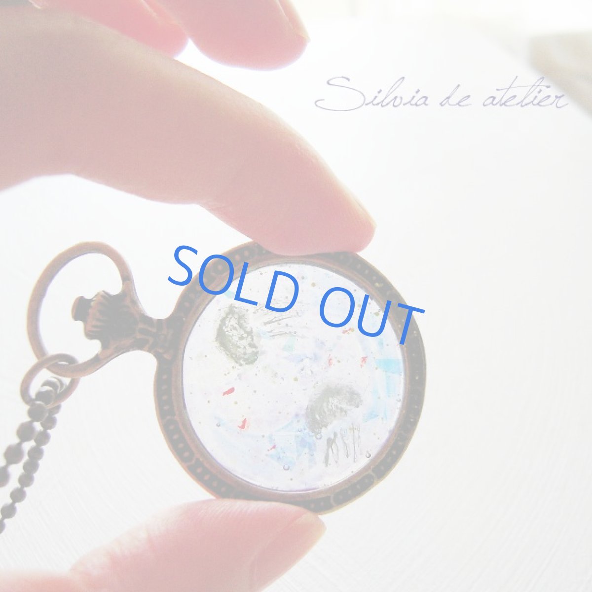 画像5: 【Aquarium　シリーズ】　海月アクアリウムの懐中時計　樹脂カボション　アンティークゴールド　ロングネックレス (5)