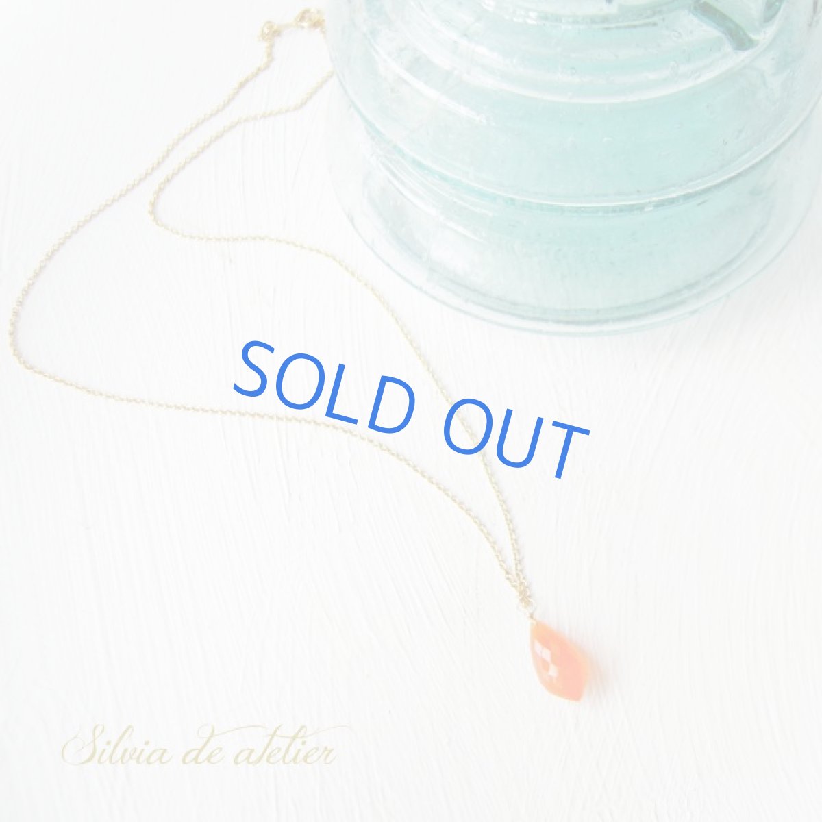 画像2: ラスト１　ジューシーオレンジ　カーネリアン　シャンデリアドロップ　14kgf　チェーンネックレス (2)