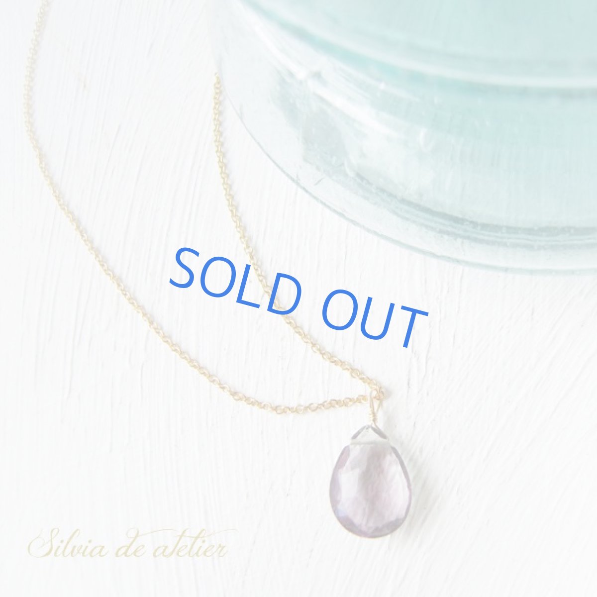 画像2: 宝石質　フローライト　グリーン　ペアシェイプ　Lサイズ　ペアシェイプ　14kgf　チェーンネックレス (2)