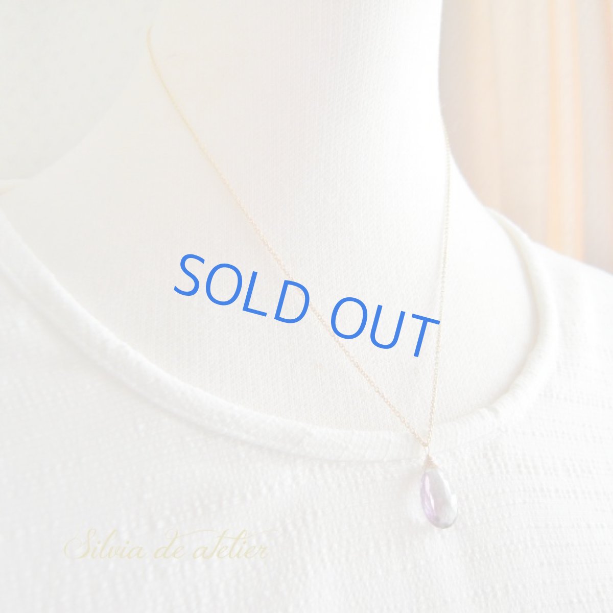 画像4: 宝石質　フローライト　バイカラー　ペアシェイプ　LLサイズ　ワイヤー巻ペアシェイプ　14kgf　チェーンネックレス (4)