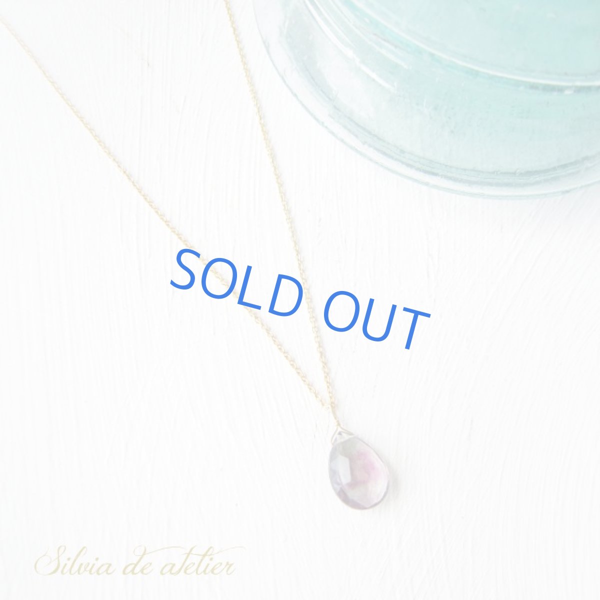 画像3: 宝石質　フローライト　パープルソーダ　ペアシェイプ　Lサイズ　ペアシェイプ　14kgf　チェーンネックレス (3)