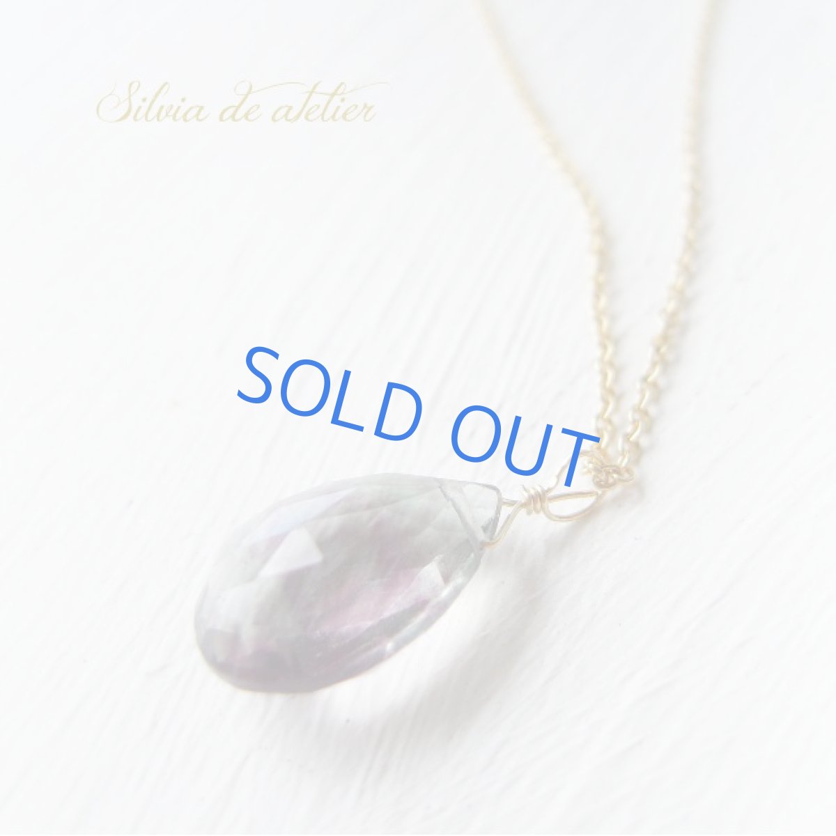 画像2: 宝石質　フローライト　パープルソーダ　ペアシェイプ　Lサイズ　ペアシェイプ　14kgf　チェーンネックレス (2)