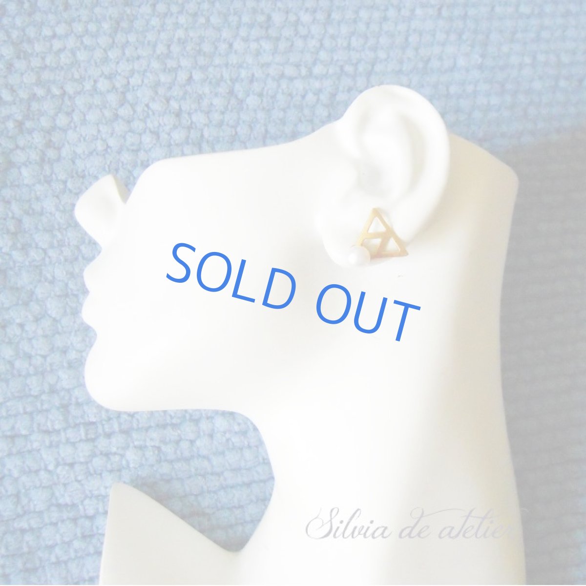 画像4: 真鍮製トライアングル　透かしパーツ　6mm淡水パール　14kgf　スタッドピアス (4)