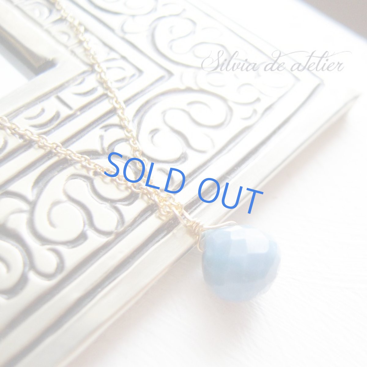 画像2: デニムブルー♪AAA　ブルーオパール　オニオンカットドロップ　14kgfネックレス　 (2)