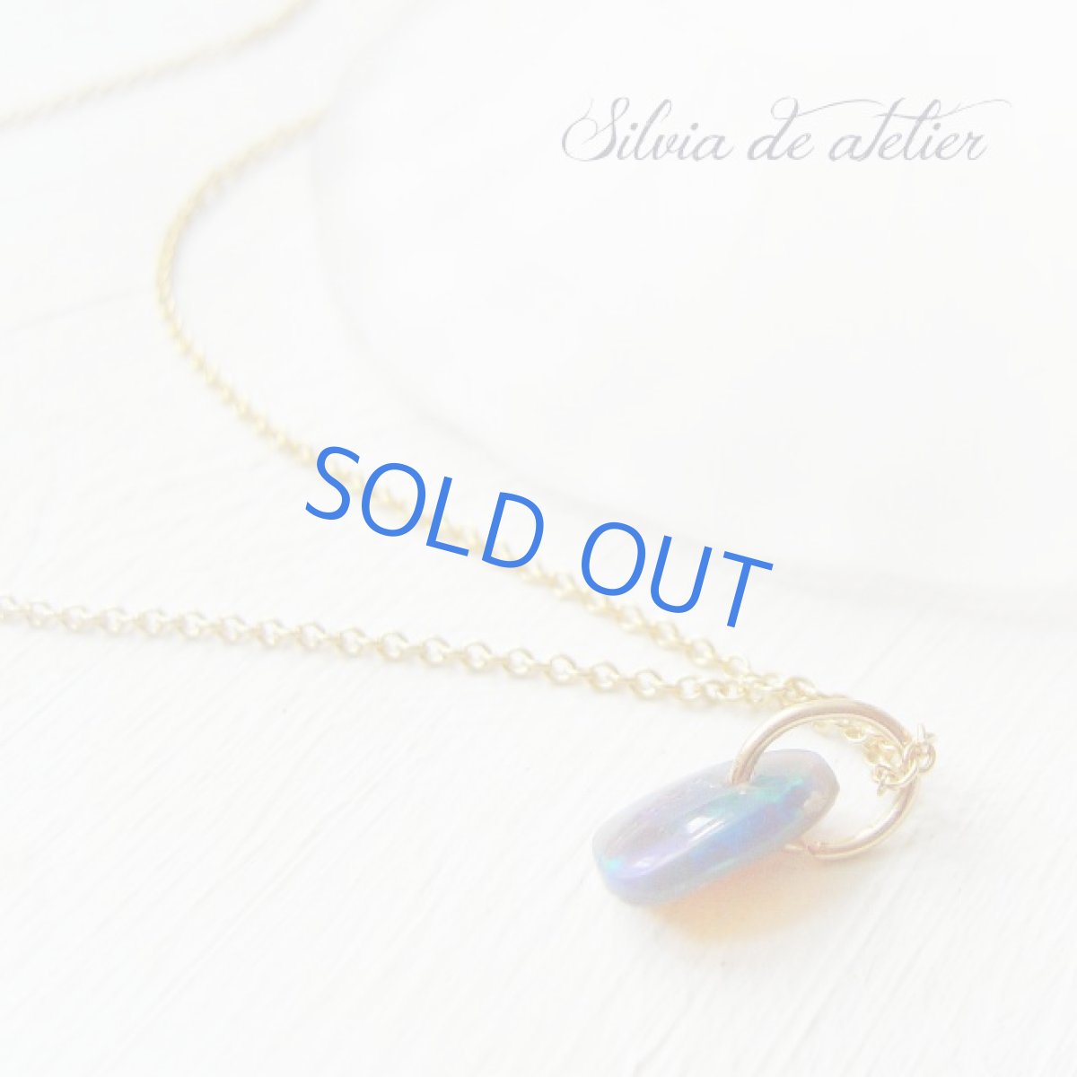 画像2: １点もの　オーストラリア産　ブラック　オパール　タブレット　14kgfネックレス（淡いグレー）　 (2)