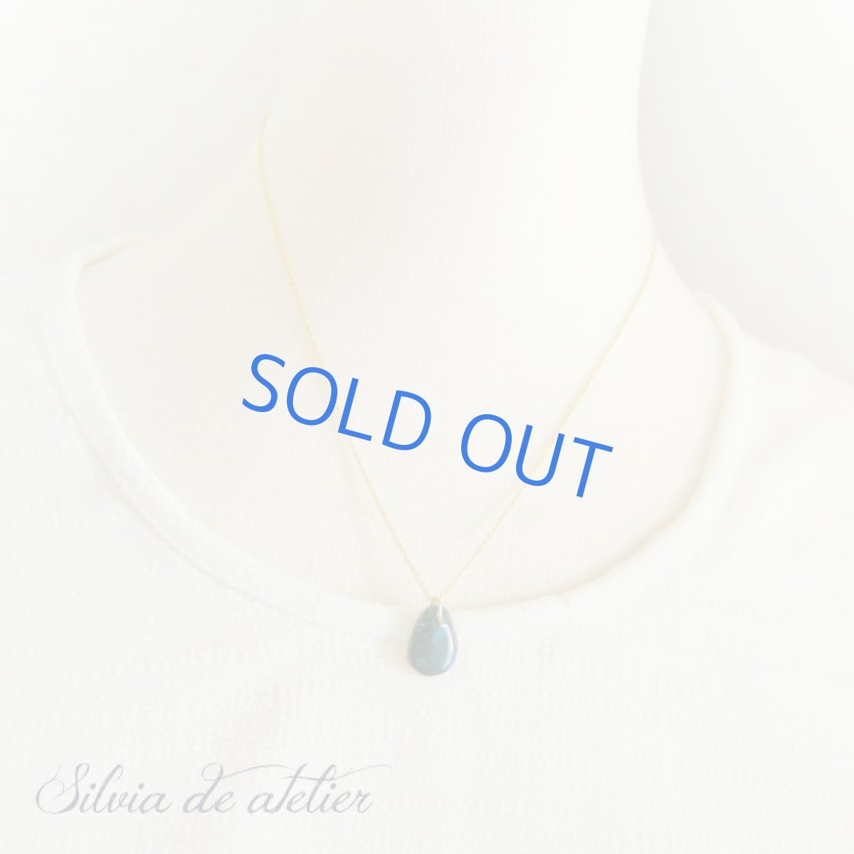 画像3: １点もの　オーストラリア産　ブラック　オパール　タブレット　14kgfネックレス（ペアシェイプ）　 (3)