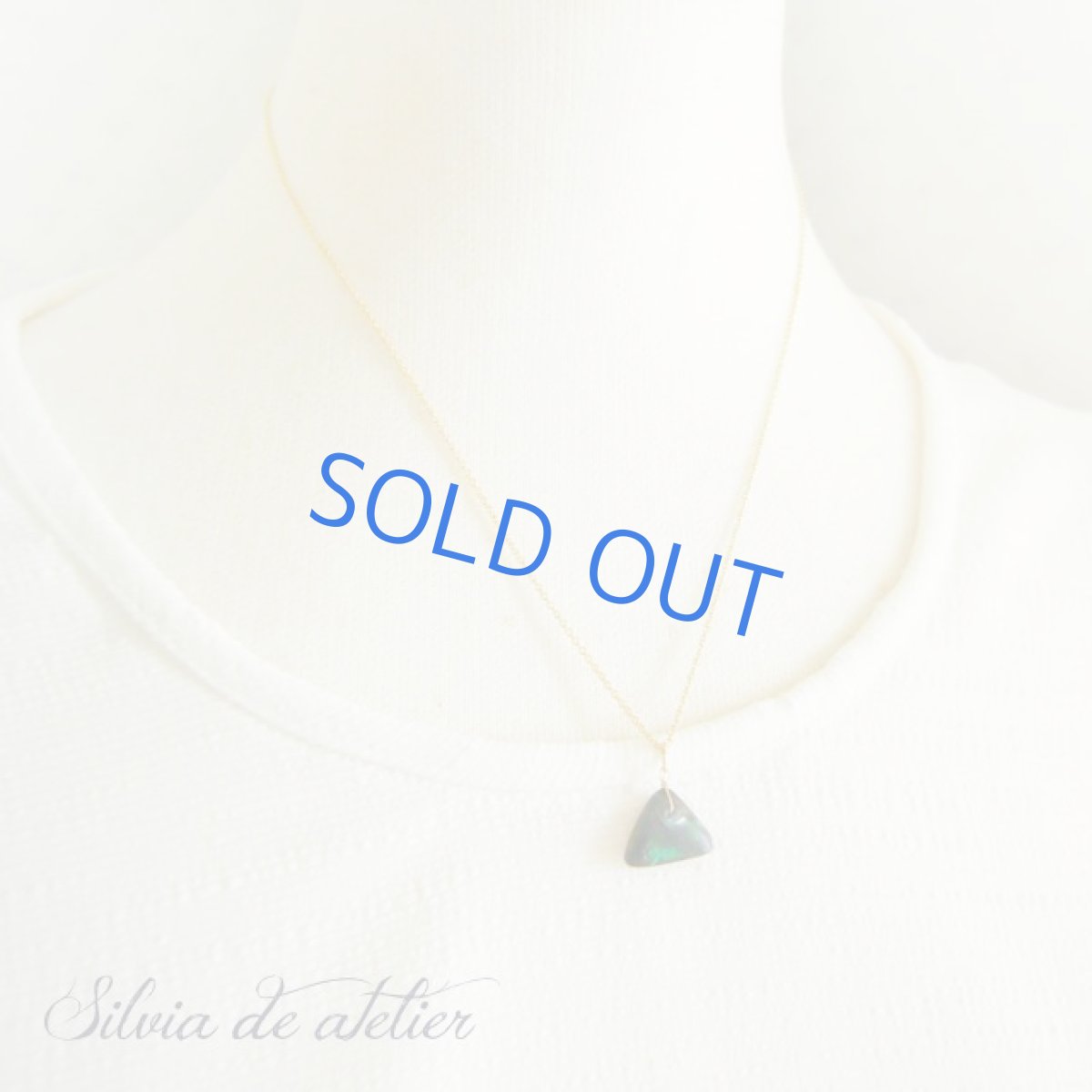 画像3: １点もの　オーストラリア産　ブラック　オパール　タブレット　14kgfネックレス（サンカク）　 (3)