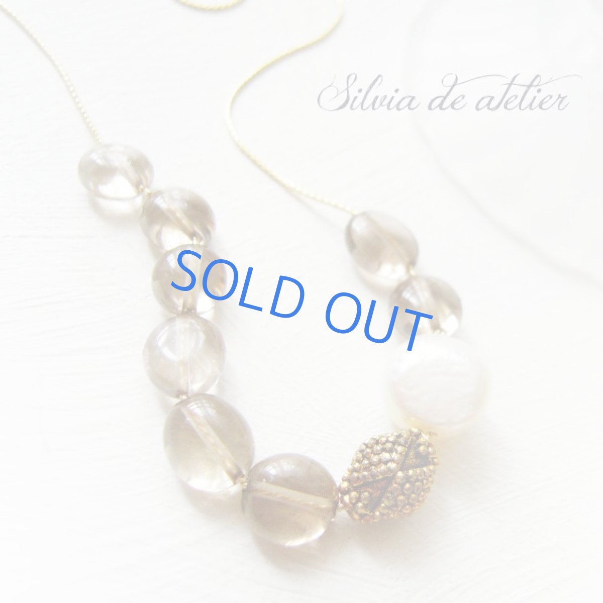 画像2: スモーキークォーツタンブル　アシンメトリー　ゴールドチェーンロングネックレス (2)