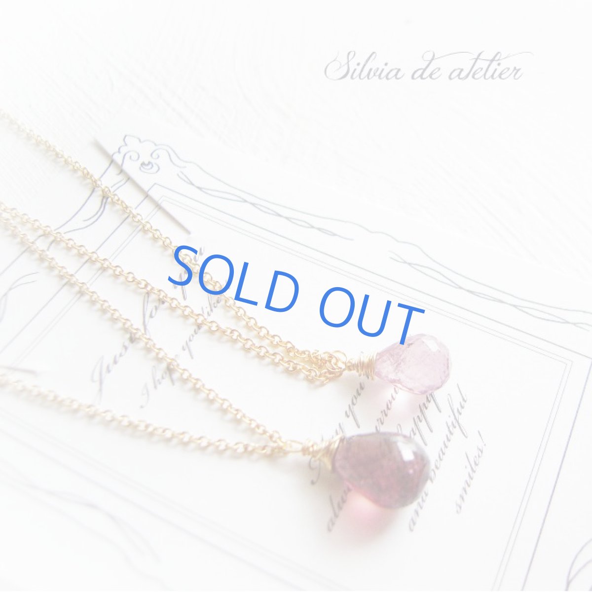 画像3: １点もの　AAA　ピンクトルマリン（サクラカラー）　Mサイズ　ブリオレットドロップ　14kgf　チェーンネックレス (3)